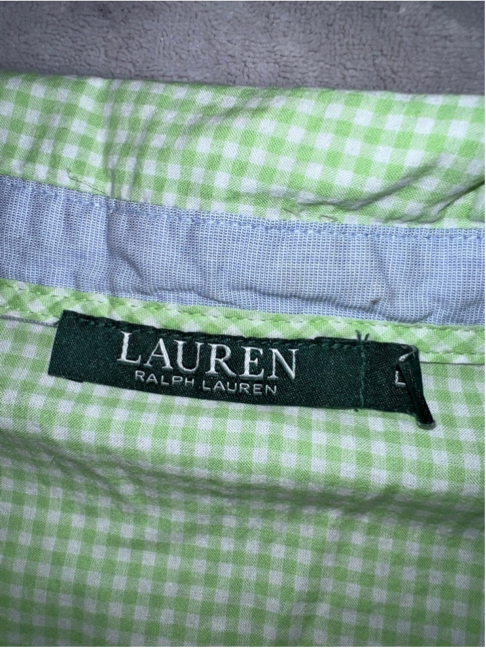 LAUREN Ralph Lauren Gingham Sleeveless Button Down Shirt L Green - Picture 7 of 8